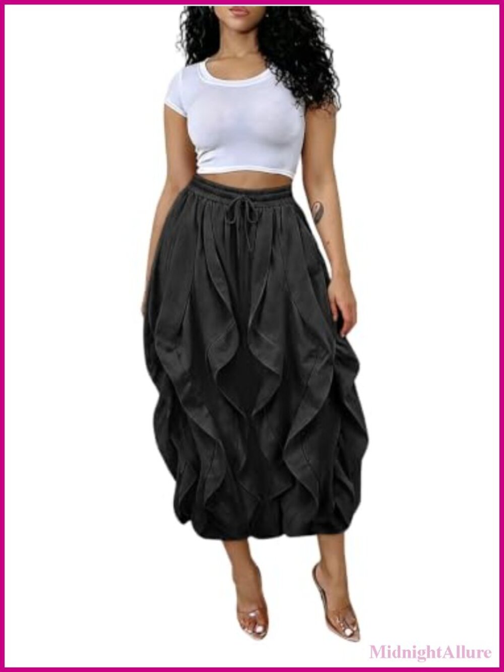 Y2K Cargo Maxi Skirt with Pockets High Waist Drawstring